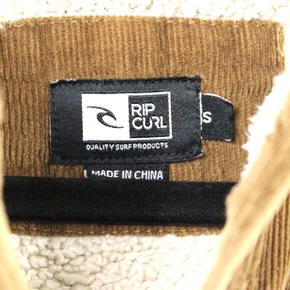 RIP CURL CORDUROY JACKET WITH HOODIE BUTTON CLOSURE SHERPA LINING SIZE SMALL Y2K - Picture 4 of 6